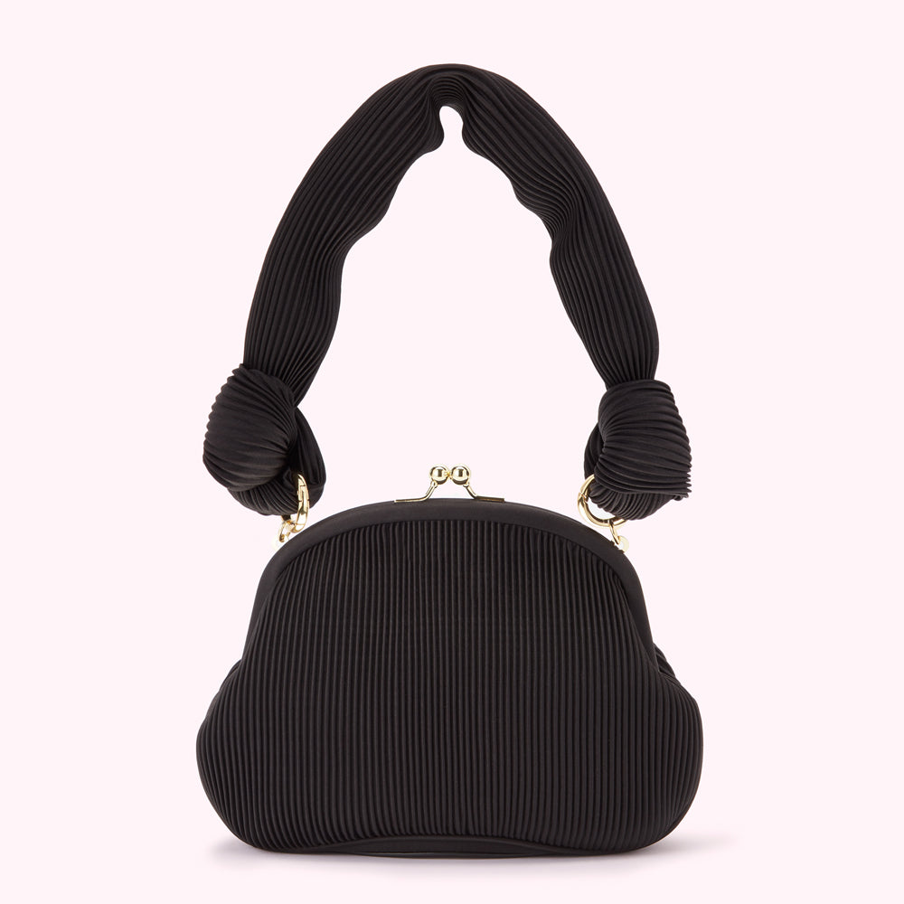 Black Satin Plisse Lois Clutch Lulu Guinness