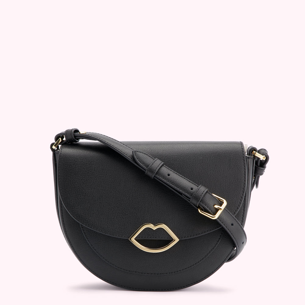 Black leather saddle bag purse best sale