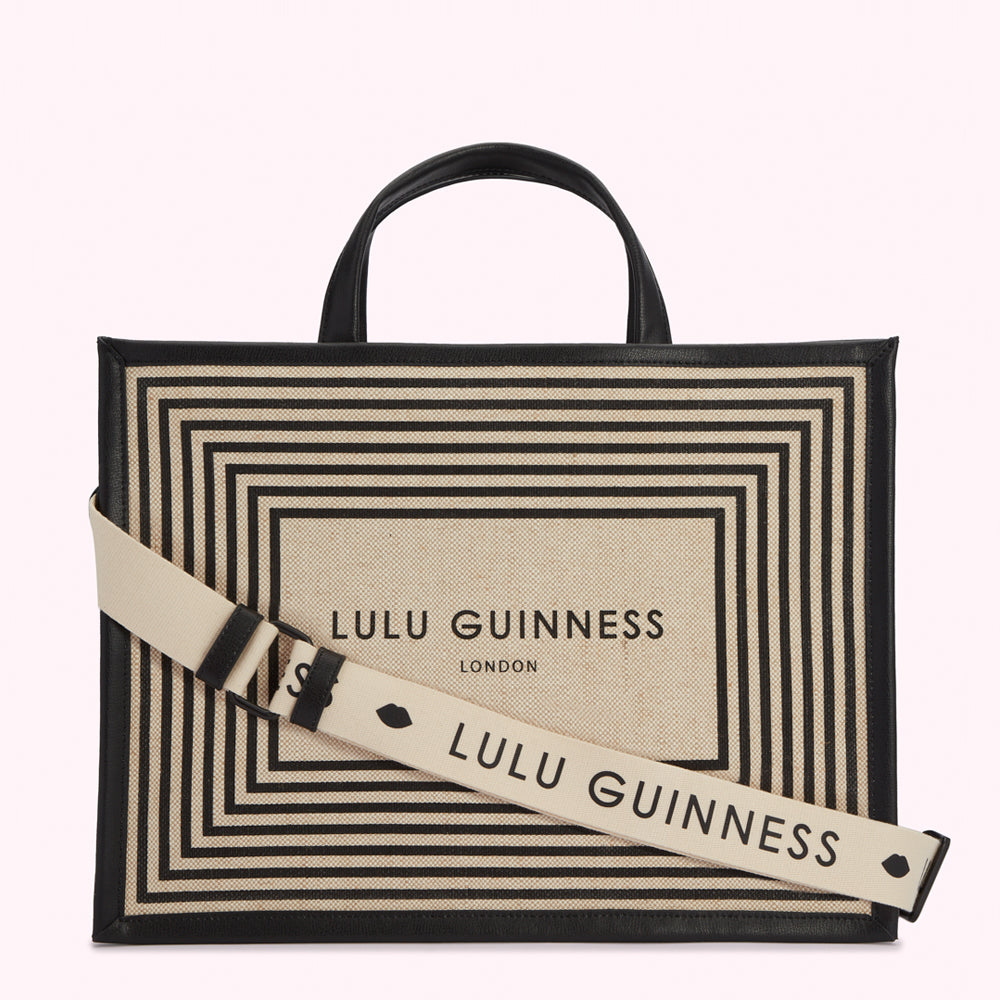 Monochrome Stripe Shopper Tote Bag Lulu Guinness