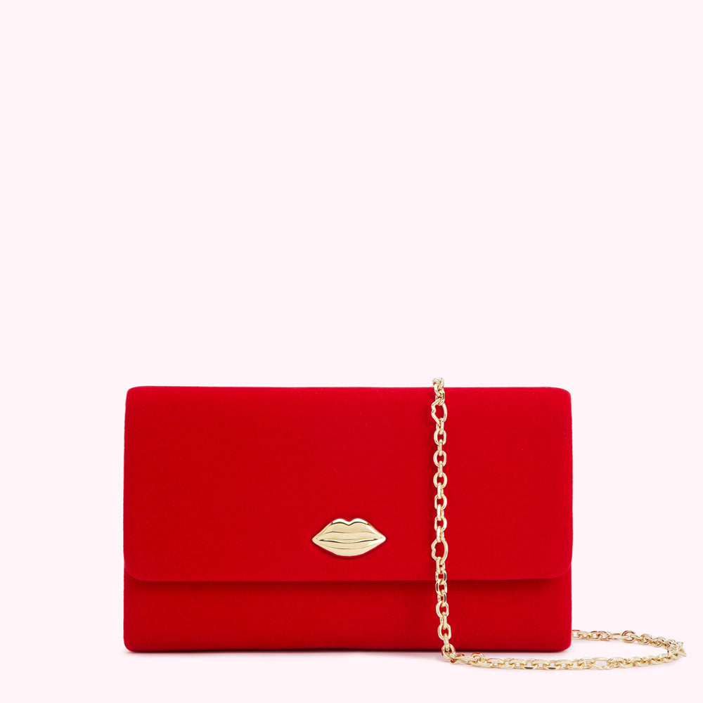 Red velvet clutch sales bag