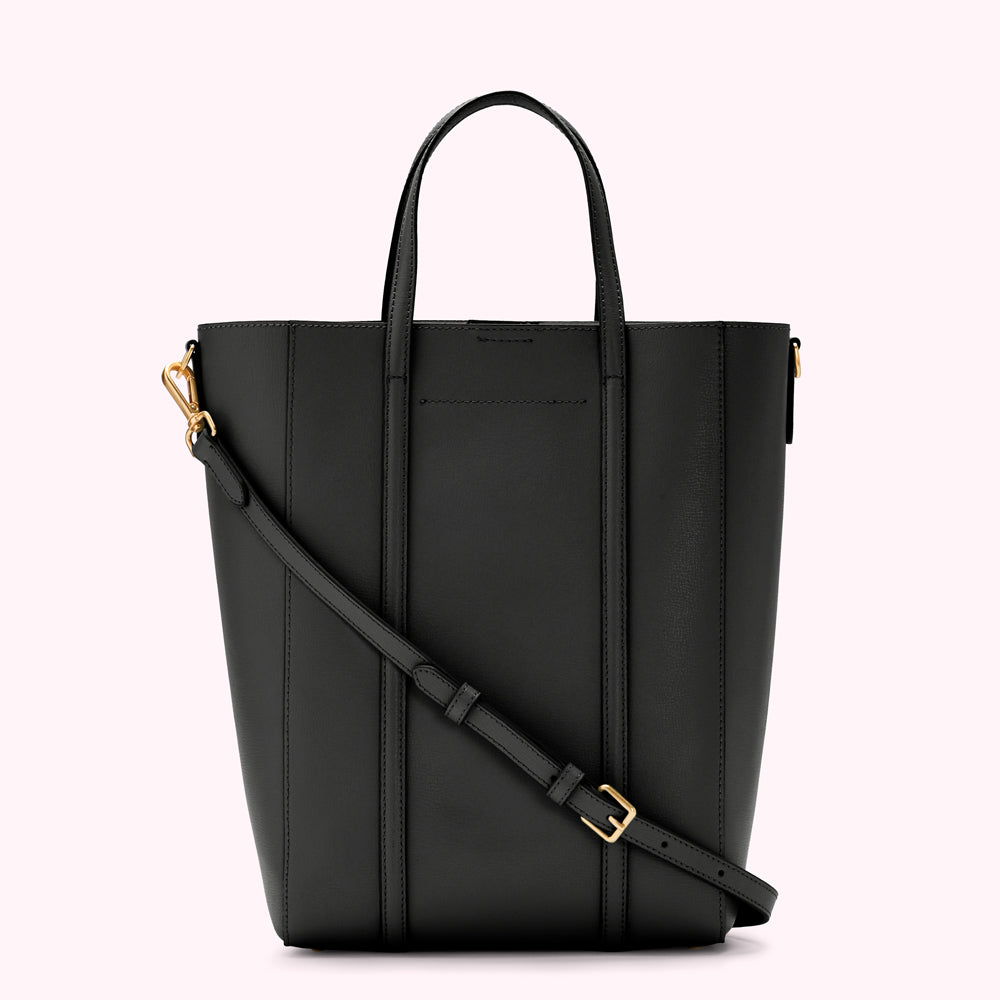 Small black sales leather tote