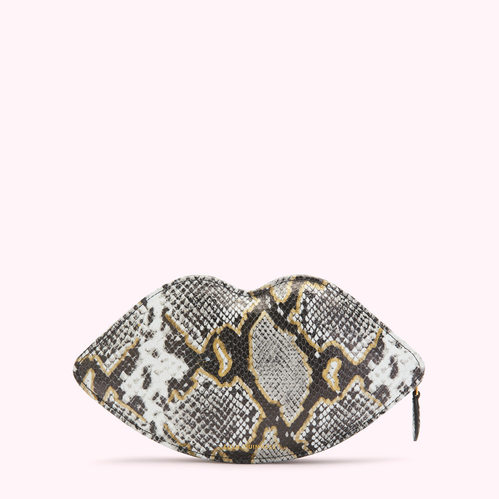 Snakeskin print store clutch bag