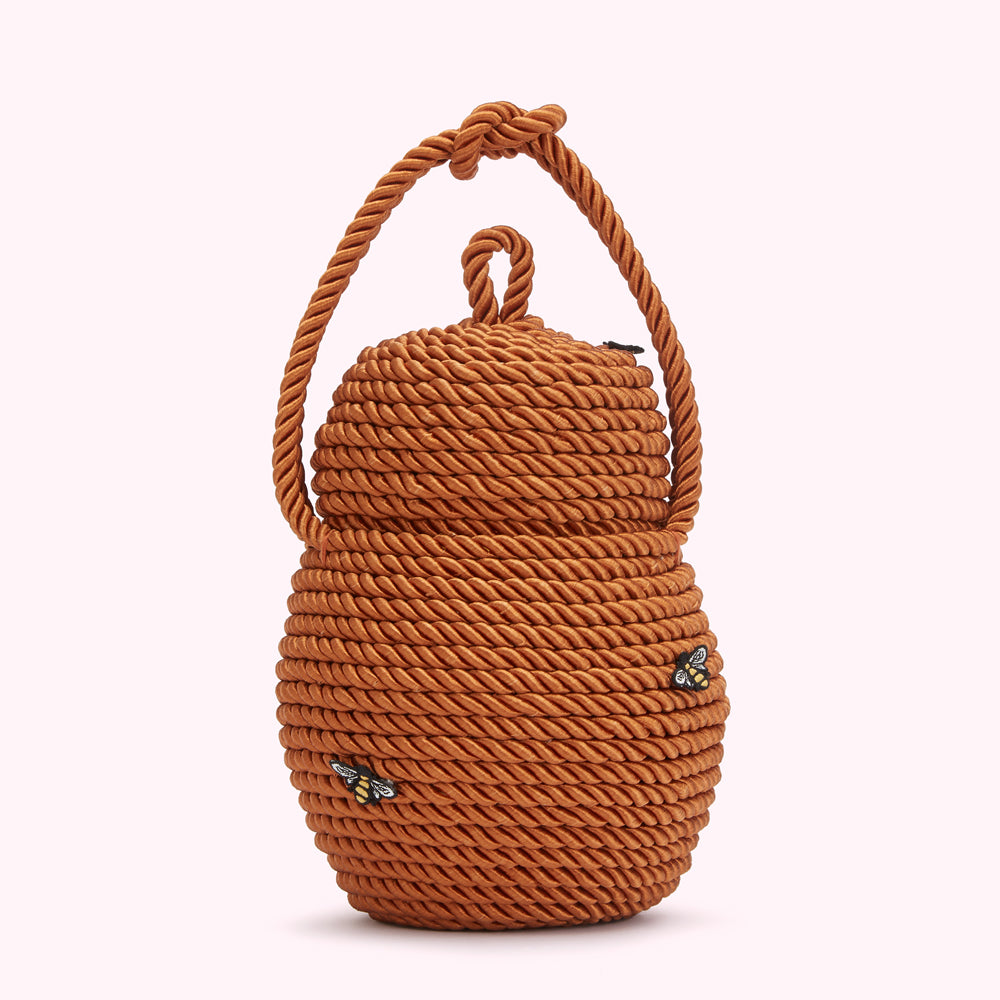 Tan Queen Bee Basket Bag | Lulu Guinness