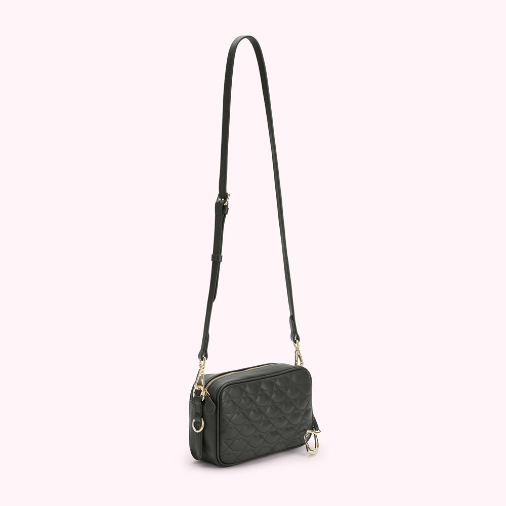 Lulu Guinness | Black Small Quilted Lip Ashley Leather Crossbody Bag