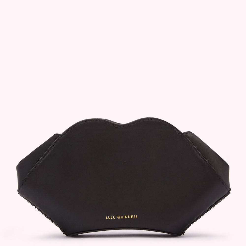 BLACK BEADED LIP FAYE CLUTCH