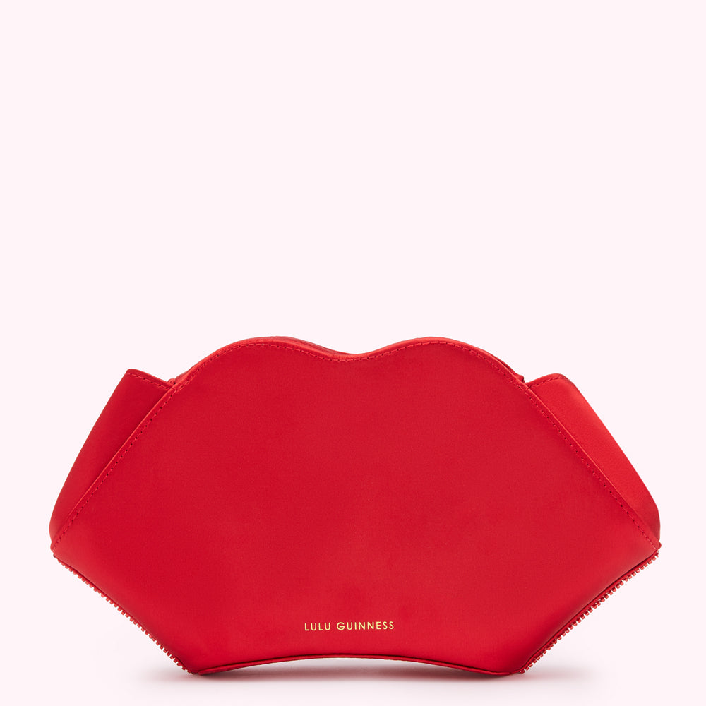 LULU RED BEADED LIP FAYE CLUTCH