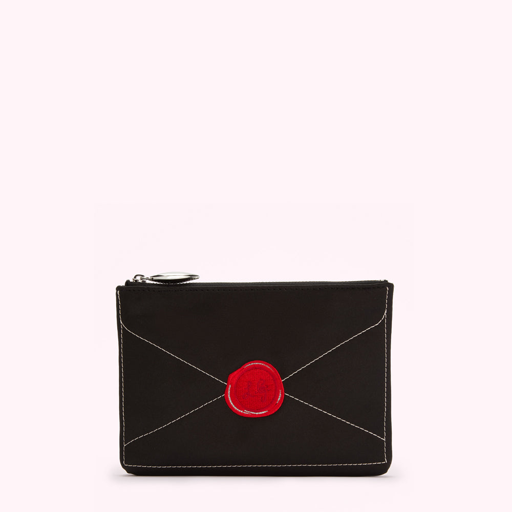 BLACK LULU MAIL ENVELOPE TOP ZIP POUCH