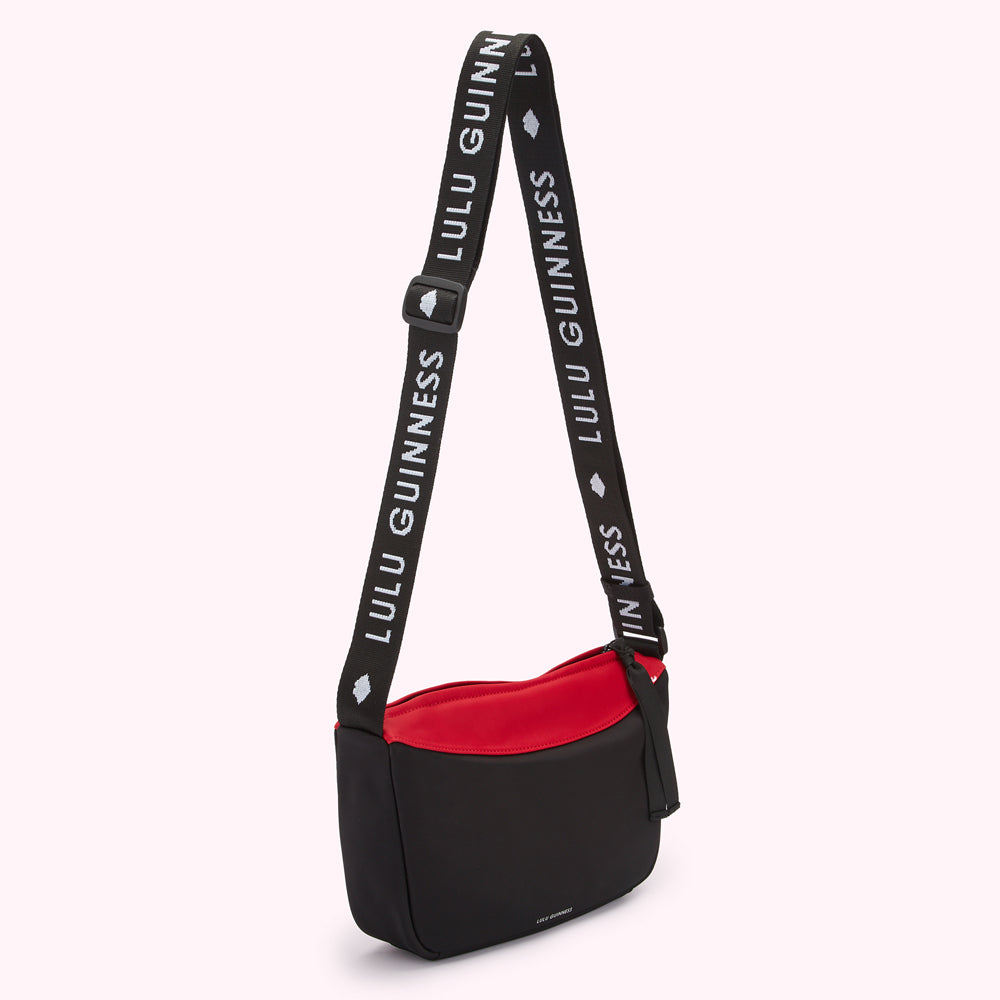 BLACK MULTI PUCKER UP LIPS SHOULDER BAG