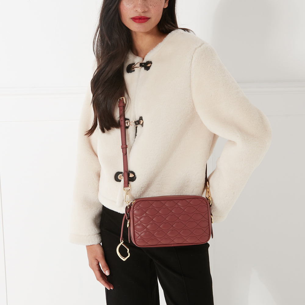 RUSSET QUILTED LIP LEATHER ASHLEY CROSSBODY BAG