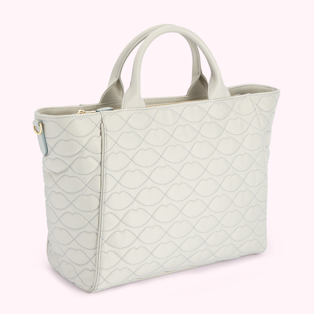 SHAGREEN QUILTED LIPS CARLY TOTE BAG