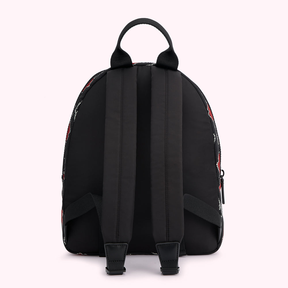 BLACK PEARLY LIP PRINT SADIE BACKPACK