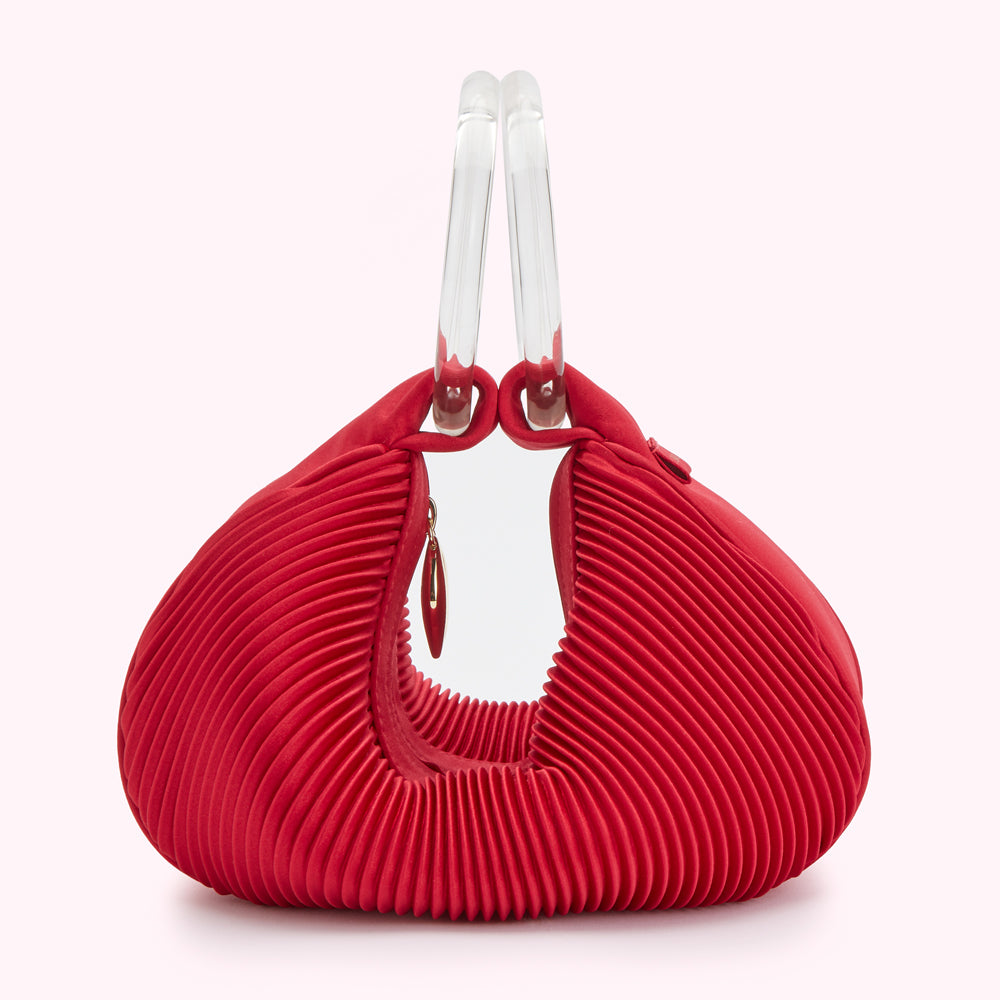 Lulu Red Satin Small Cleo Handbag | Evening Bags