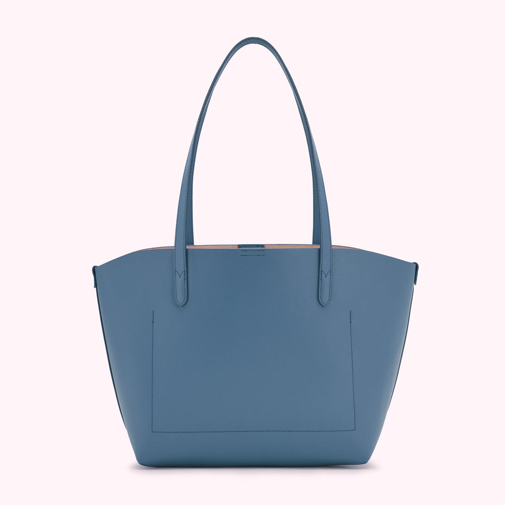Airforce Blue Leather Small Ivy Tote Bag | Lulu Guinness