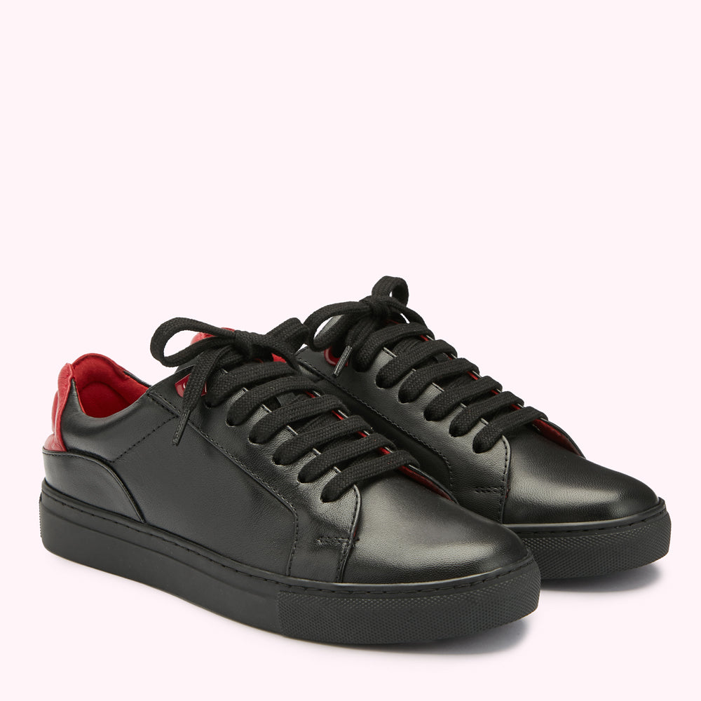 BLACK LEATHER LIPS NATASHA TRAINERS