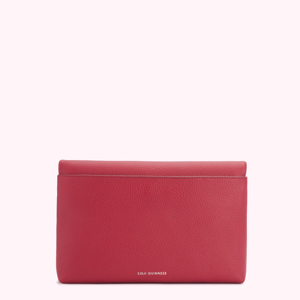 RASPBERRY LEATHER ISSY CLUTCH BAG