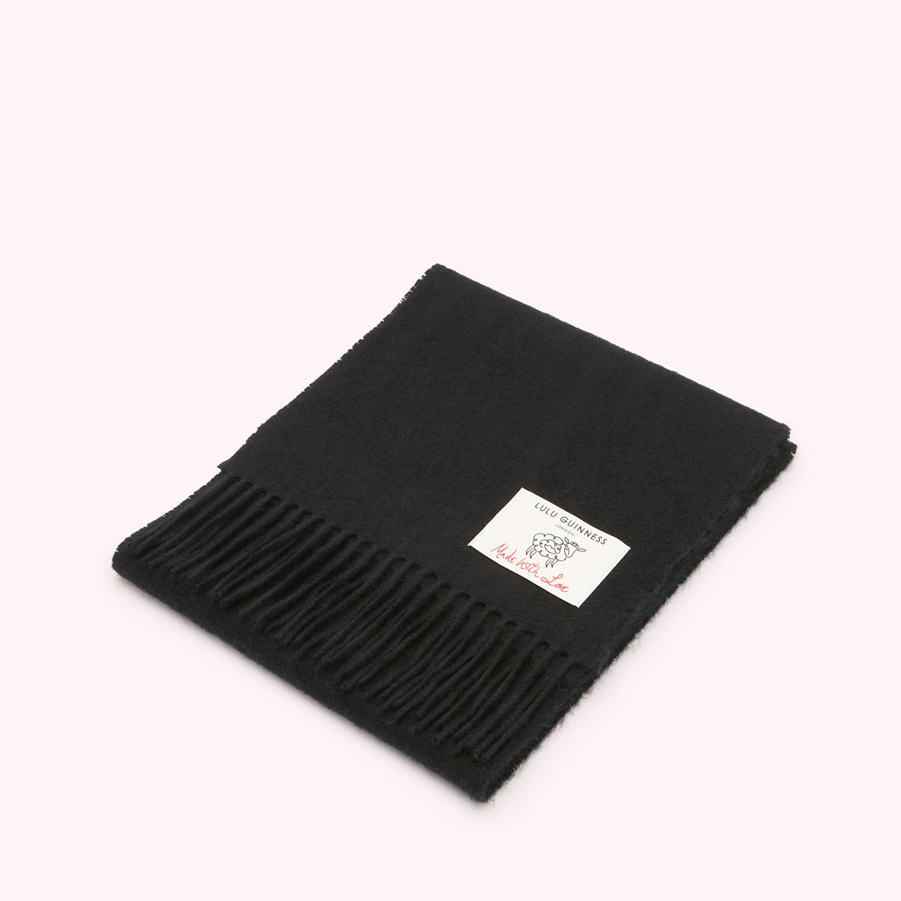 BLACK SMALL WOOL SCARF