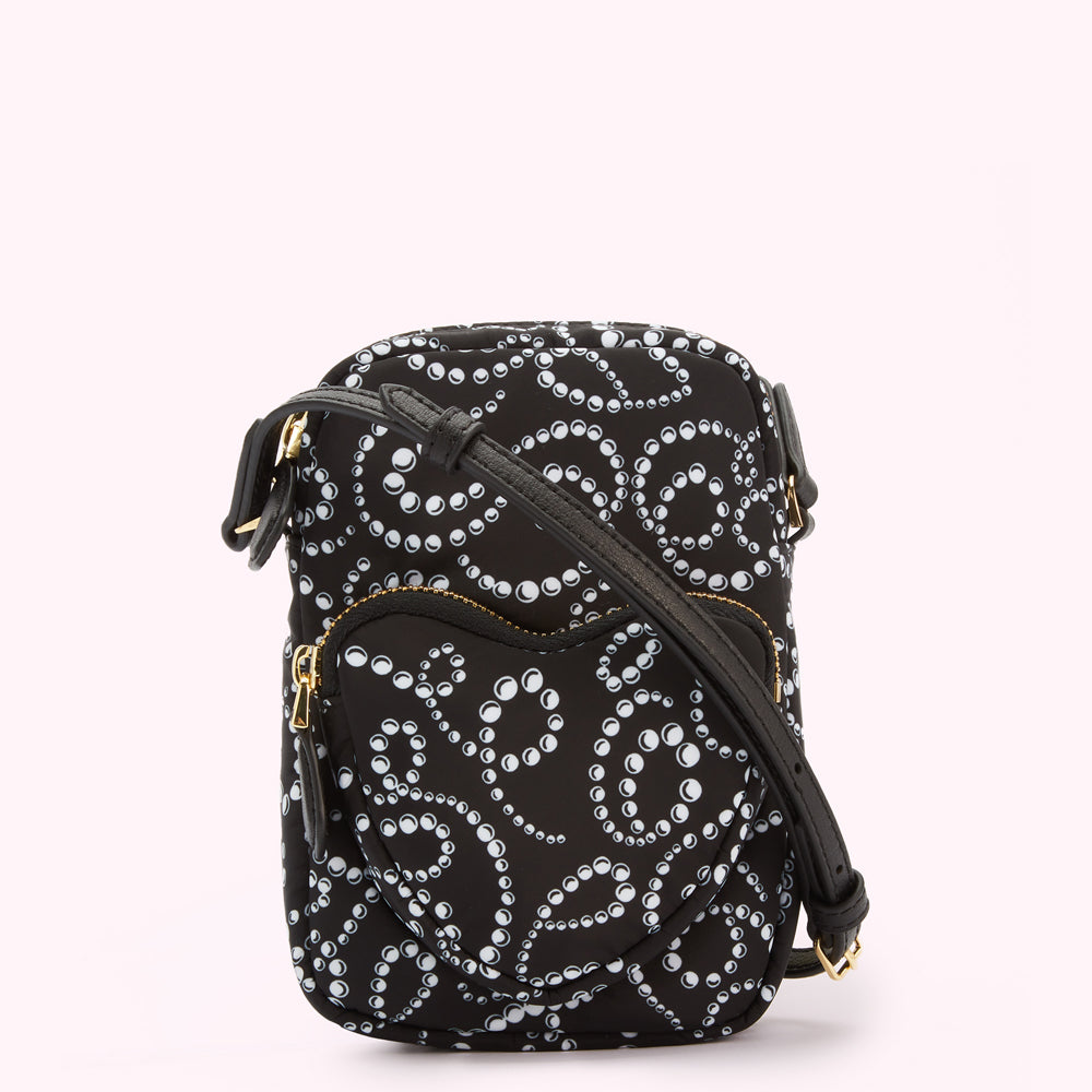 BLACK LULU PEARL DAVIS CROSSBODY BAG