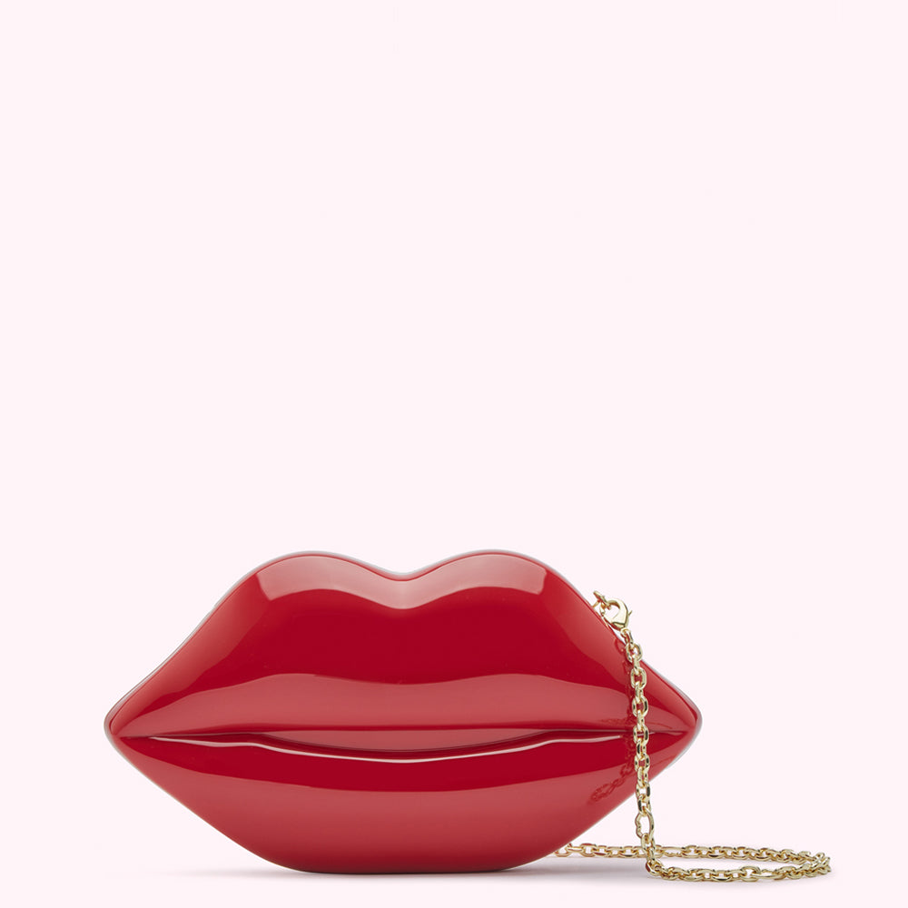 LULU RED SMALL LIPS CLUTCH BAG