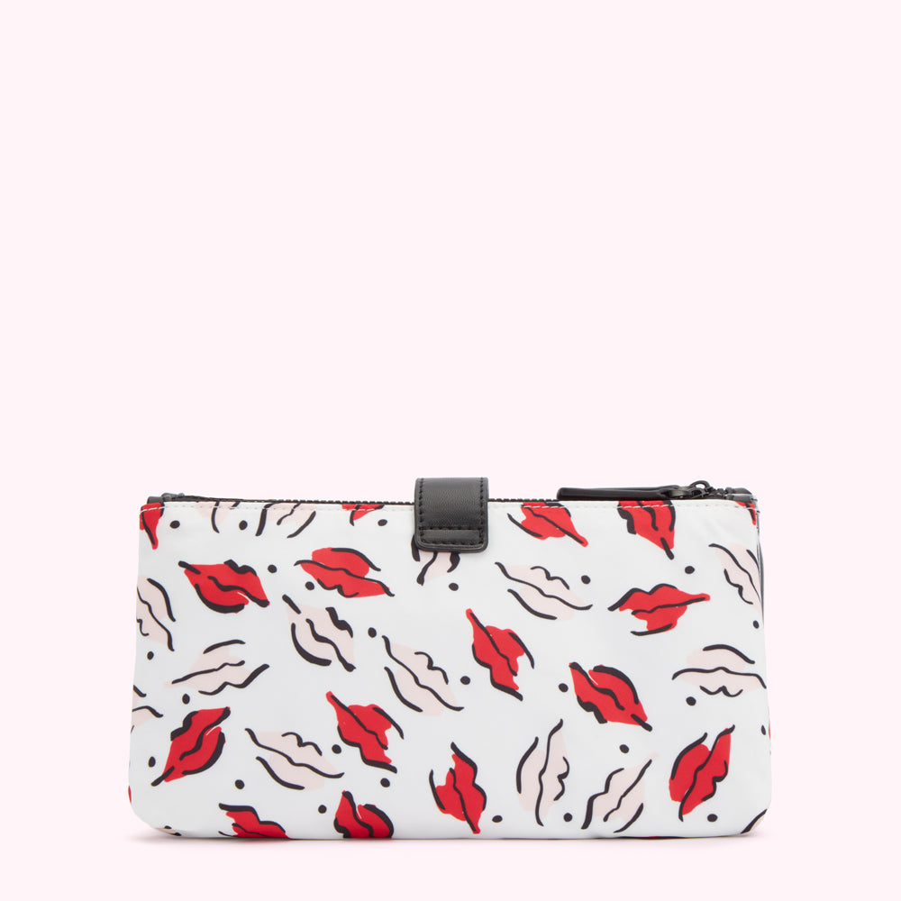 CHALK HANDPAINTED LIP PRINT DOUBLE MAKEUP BAG