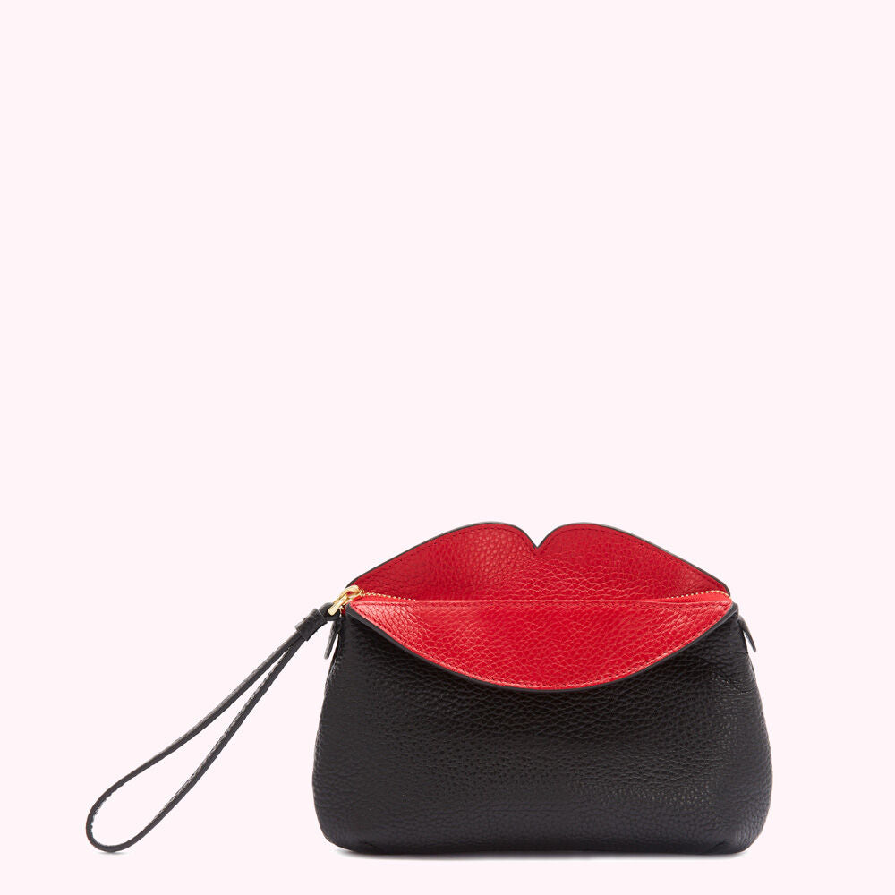 BLACK MULTI PEEKABOO LIP CLOVER CLUTCH BAG