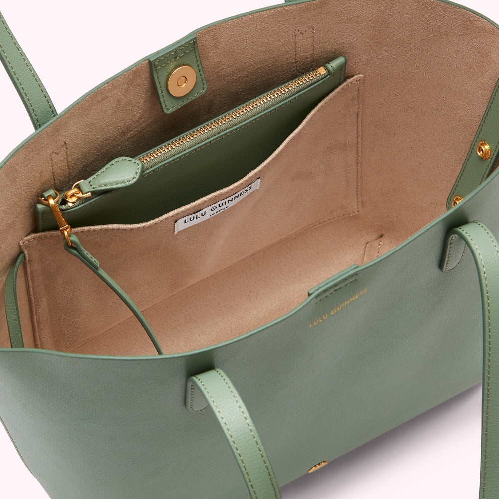 SAGE LEATHER SMALL IVY TOTE BAG