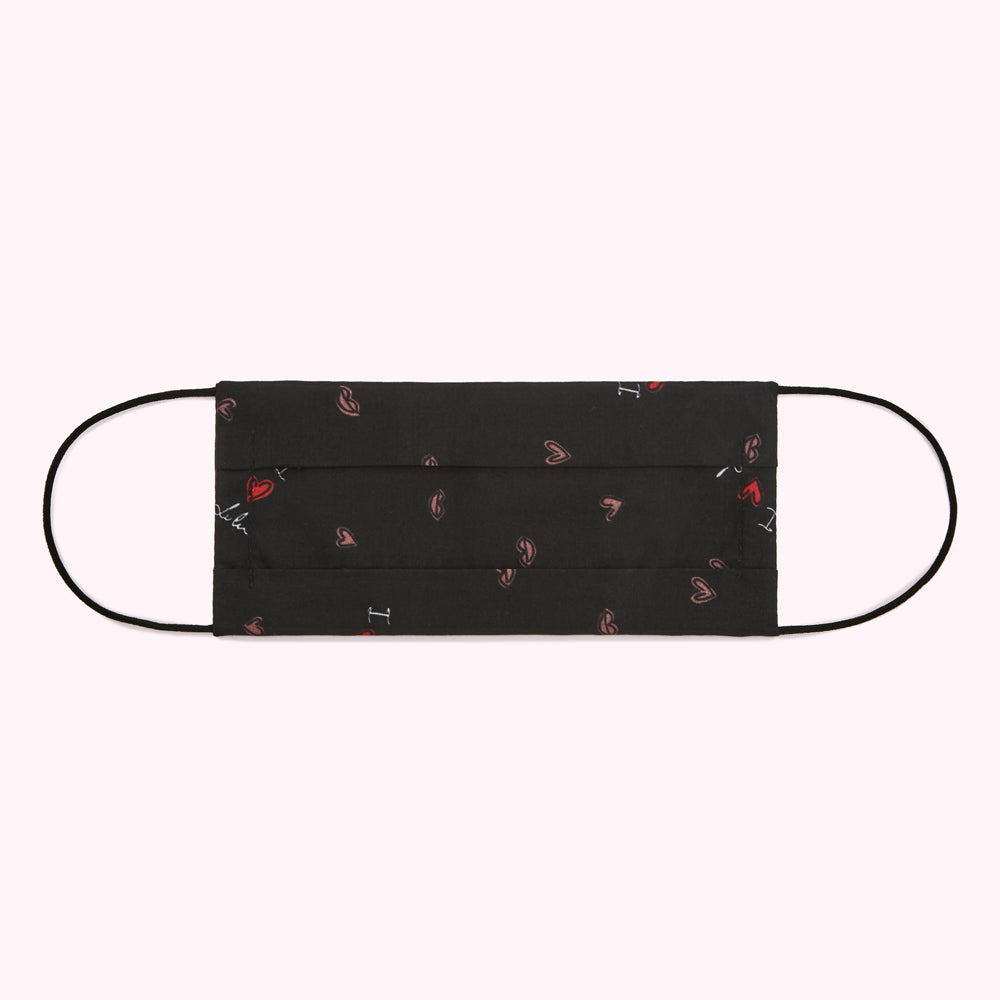 Black I Love Lulu Face Mask | Accessories | Lulu Guinness