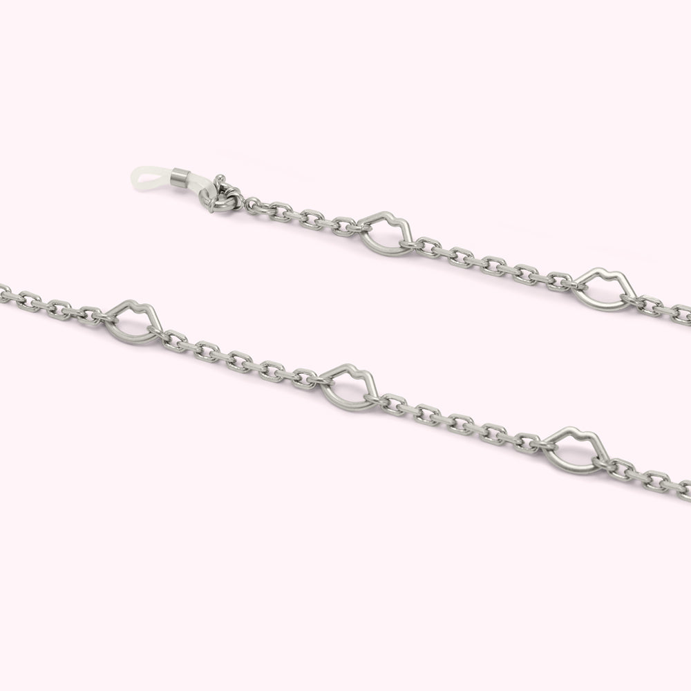 ANTIQUE SILVER LIPS GLASSES CHAIN