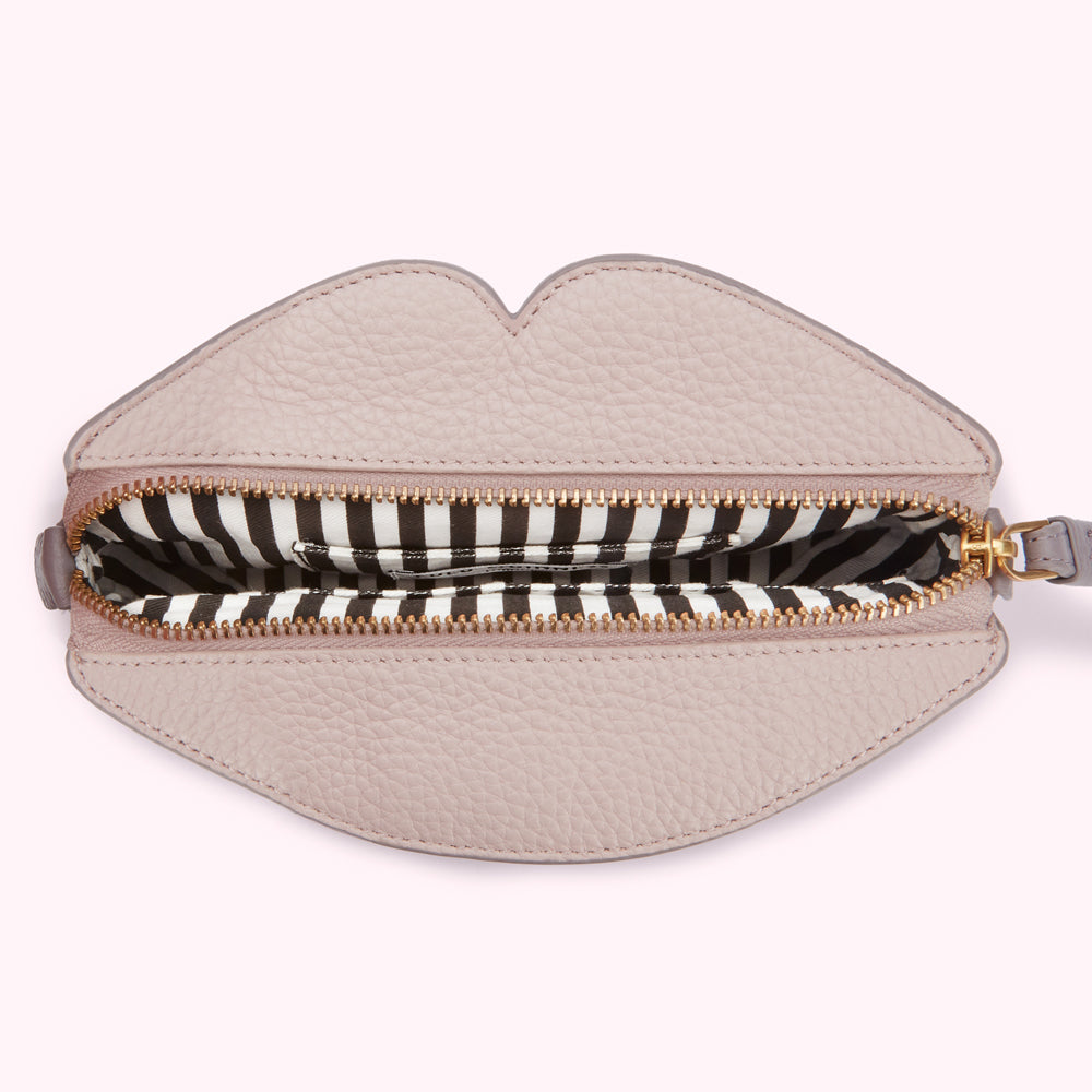 LAVENDAR GREY PEEKABOO LIP CLOVER CLUTCH BAG