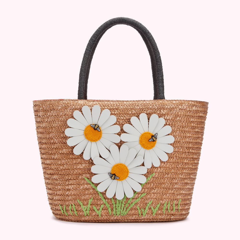 NATURAL STRAW DAISY SUZY TOTE BAG