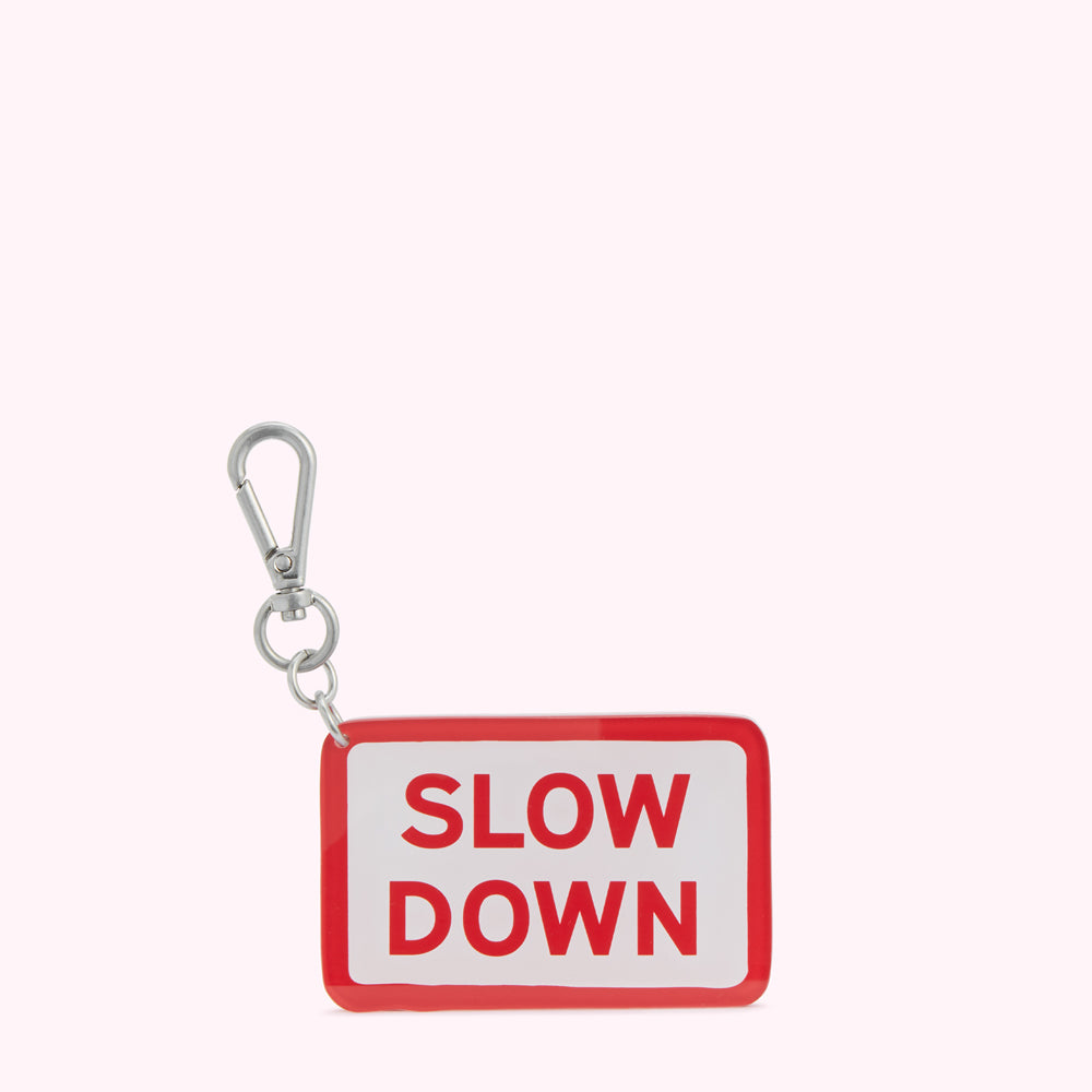 LULU RED SLOW DOWN KEYRING