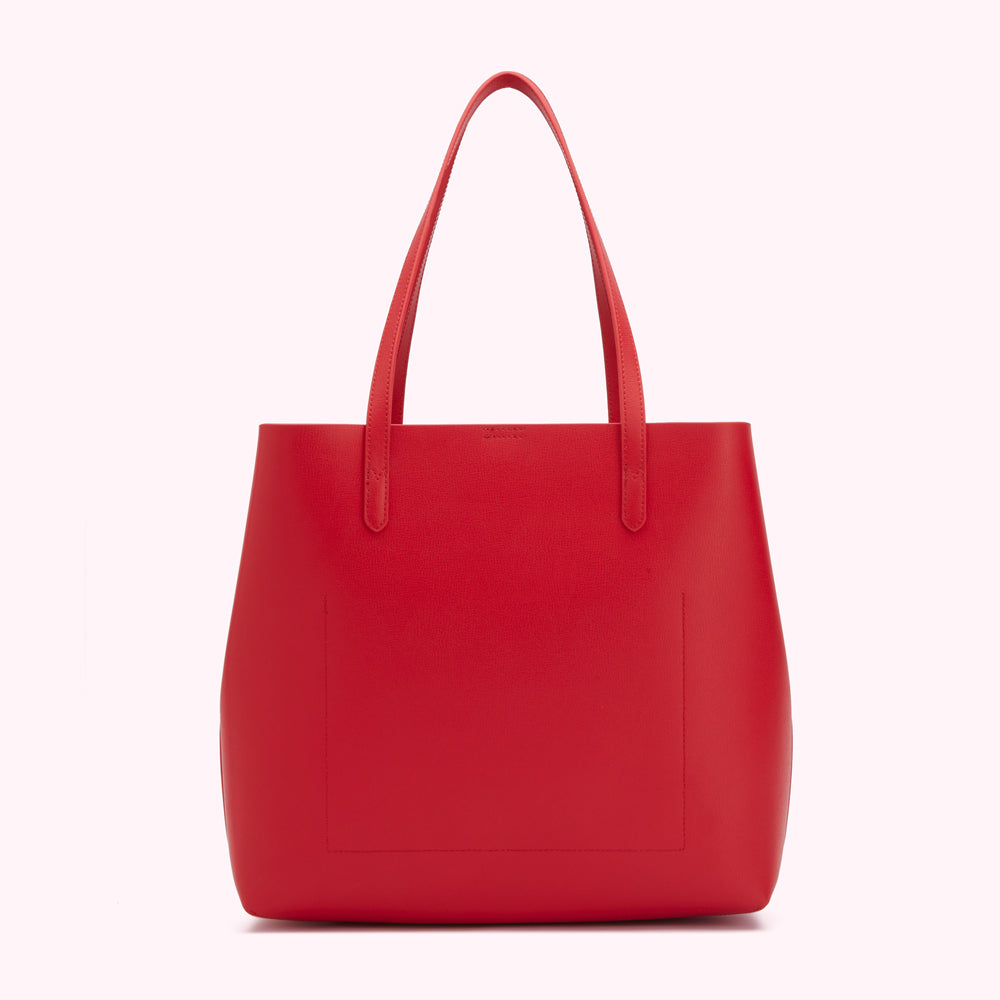 CLASSIC RED LEATHER LARGE IVY TOTE BAG