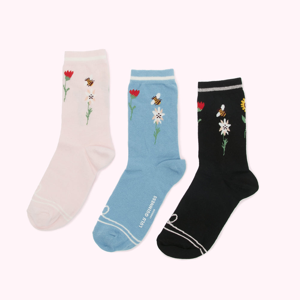 MULTI IN THE MEADOW ANKLE SOCKS - 3 PAIRS