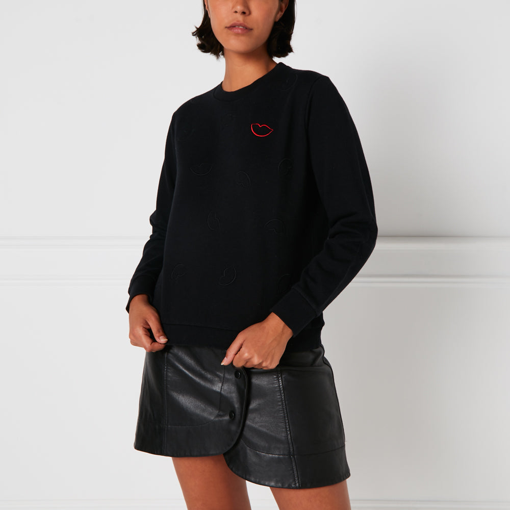 Black Lip Printed Sami Sweatshirt Lulu Guinness